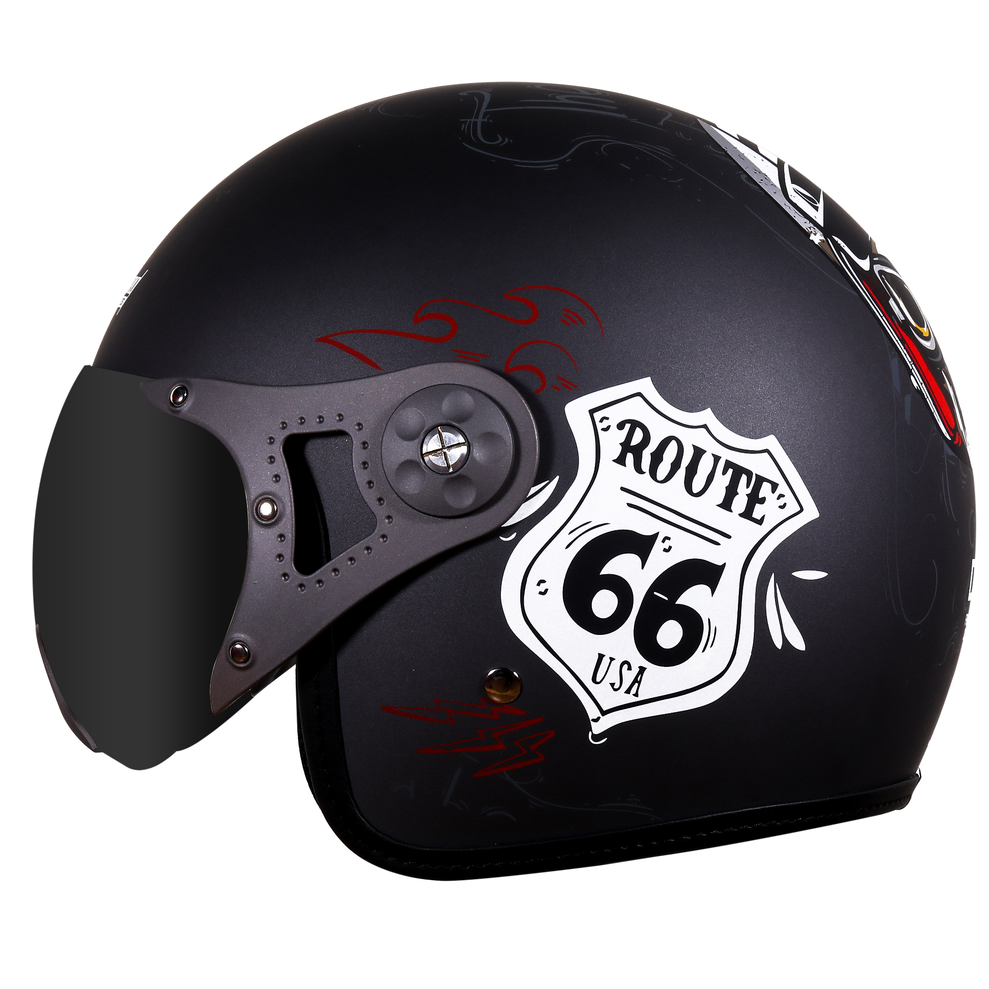 SB-40 DOT ROUTE 66 METALIC GREY (WITH EXTRA CLEAR VISOR)